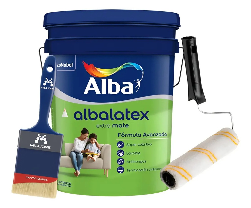 Combo Albalatex 20 + Pincel 15 + Rodillo
