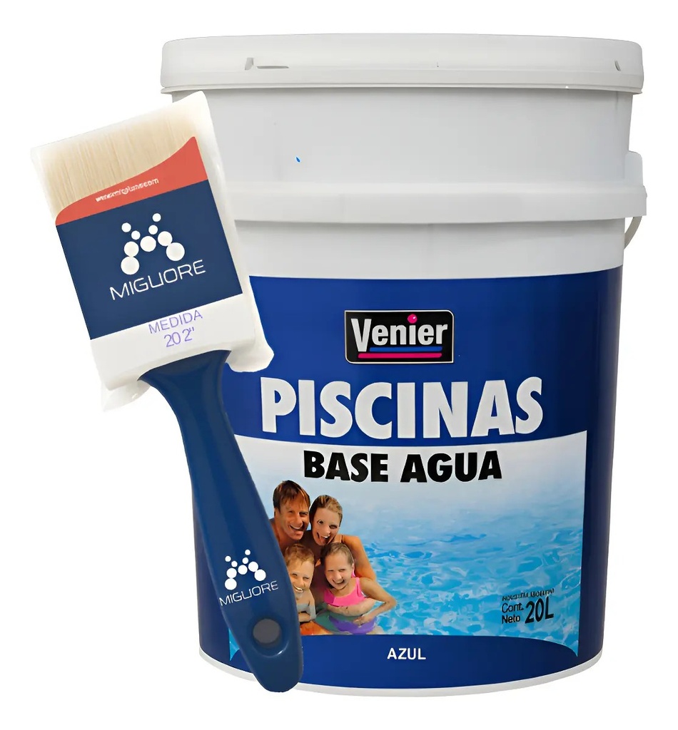 Combo Venier Pileta Agua azul 20 + Pincel