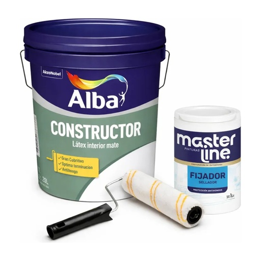 Combo Constructor latex interior fijador y rodillo
