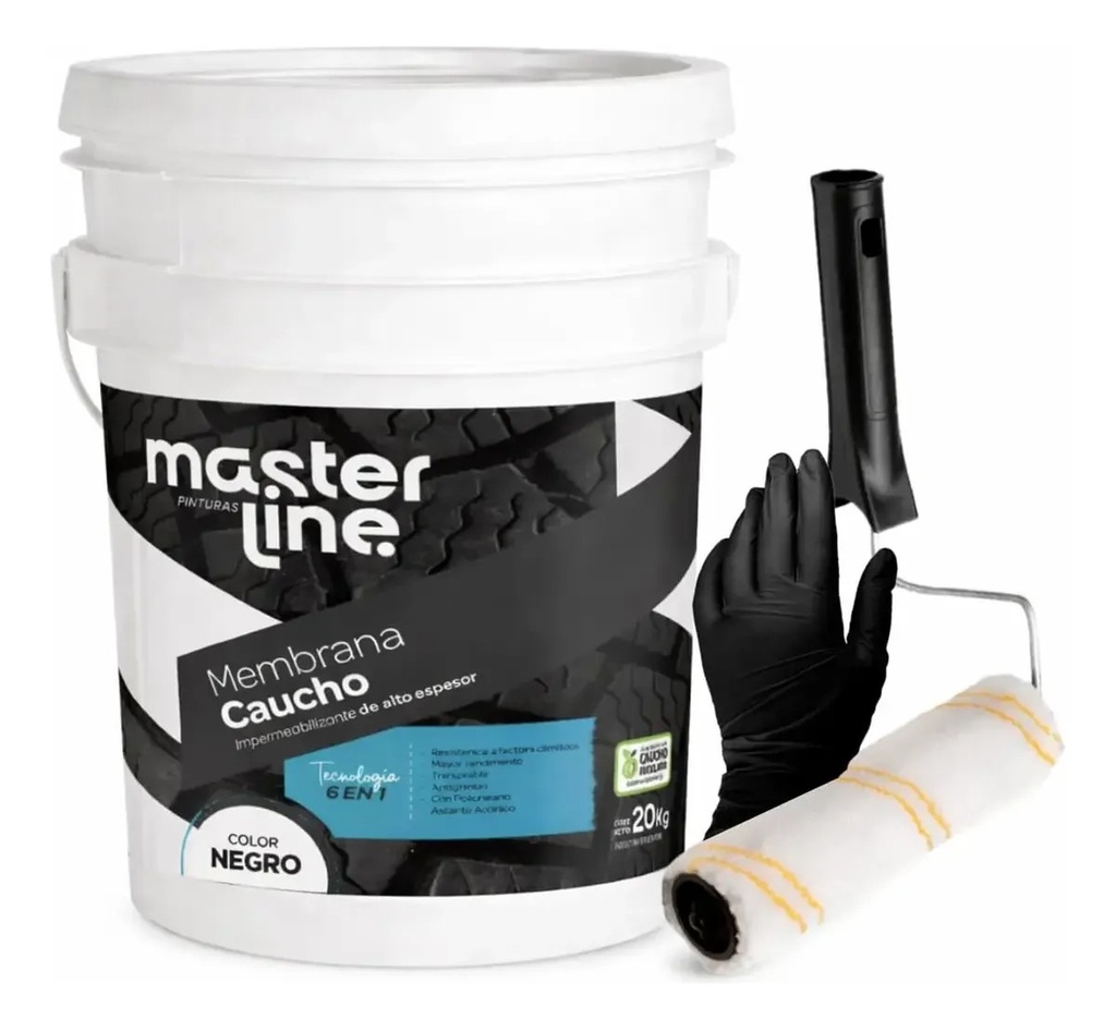 Combo Membrana Caucho Masterline NE + Rodillo + Guantes