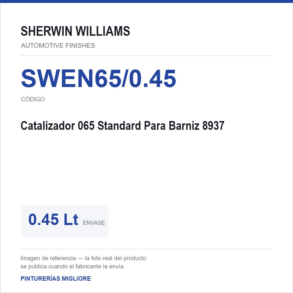 ZSWAF Catalizador 065 Standard Para Barniz 8937 0.45 Lt 