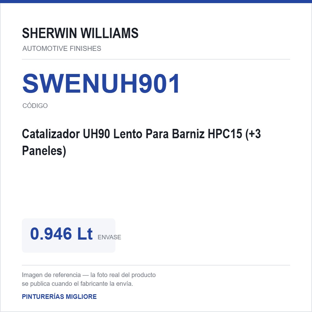 ZSWAF Catalizador UH90 Lento Para Barniz HPC15 (+3 Paneles) 0.946 Lt
