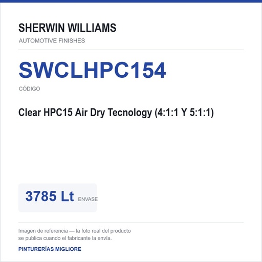 [SWCLHPC154] ZSWAF Clear HPC15 Air Dry Tecnology (4:1:1 Y 5:1:1) 3785 Lt
