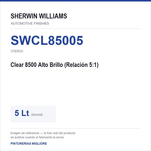 [SWCL85005] ZSWAF Clear 8500 Alto Brillo (Relación 5:1) 5 Lt