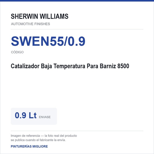 [SWEN55/0.9] ZSWAF Catalizador Baja Temperatura Para Barniz 8500 0.9 Lt