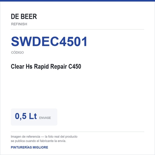 [SWDEC4501] Debeer - (64500C450) Clear Hs Rapid Repair C450 0,5 Lt