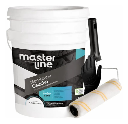 [COMLCABL20] Combo Membrana Caucho Masterline BL + Rodillo + Guantes