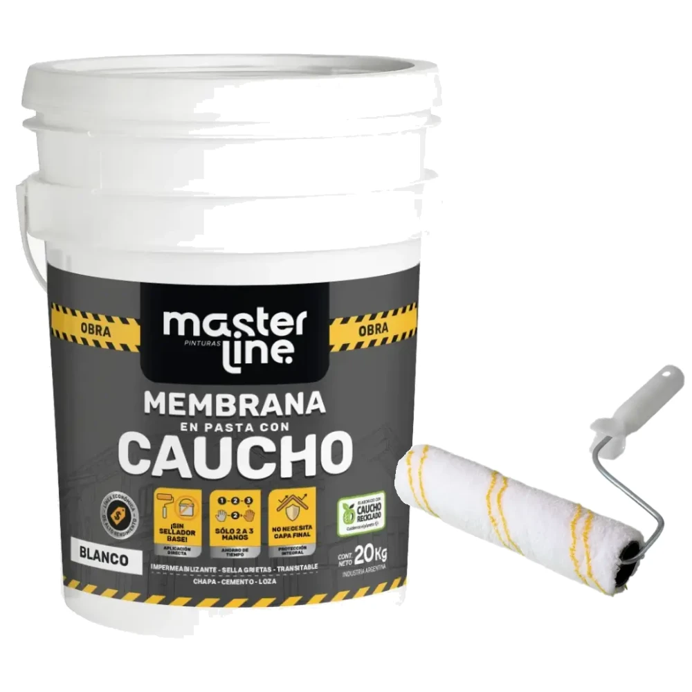 [COMLMEGR20] Combo Membrana En Pasta Masterline Gris 20 Kg + Rodillo