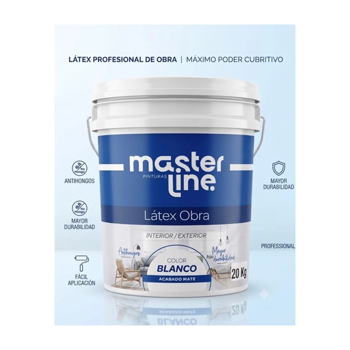 [MLOBIE16] Latex Interior/Exterior Blanco 16 Lt / 20 Kg MasterLine 